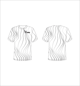 T-shirt personnalisé à manches courtes en sublimation, vêtement de sport léger avec motif abstrait à pois et rayures ondulées blancs et noirs - Product Image 1