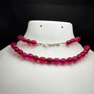 <b>Ruby</b> Beaded <b>Necklace</b> Smooth Gemstone 18 Inch Handmade Pink Bead Jewelry Statement Custom Gift Women GIA Certified Zubeda Gems - Product Image 1