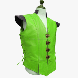 Haute qualité en gros boucle respirant à la main 2 côté lacé vert cuir gilet Service OEM - Product Image 2