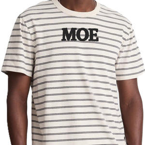 Camiseta de Algodón a Rayas para Hombre, Cuello Redondo, Estilo Casual, Transpirable, Manga Corta, Logotipo Personalizado, OEM, Marca Privada, Venta al Por Mayor - Product Image 2