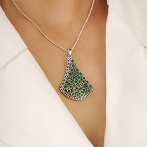 Classic Round <b>Emerald</b> Gemstone Pinion Bezel Setting Unique Design Solid 925 Sterling Silver Fine <b>Pendant</b> Jewelry - Product Image 4