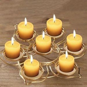 Portacandele Galleggiante in Ceramica a Forma di Loto Dorato, Elegante Portacandele a Colonna e Lanterna per Arredamento Casa - Product Image 4