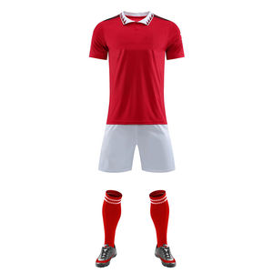 Ensemble de maillots de football blancs pour hommes, manches courtes, col en V, impression sublimée, polyester respirant, noms et numéros d'équipe personnalisés - Product Image 5
