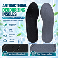 Semelles intérieures noires antibactériennes et désodorisantes en tissu respirant pour le contrôle des odeurs, idéales pour les baskets, les bottes de travail et le quotidien.