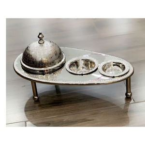 Motif Silver Colored Metal Sugar <b>Bowl</b> <b>With</b> <b>Lid</b> Engraved Arabic Vessel Covered Dish For Wedding And Home Decor - Product Image 5
