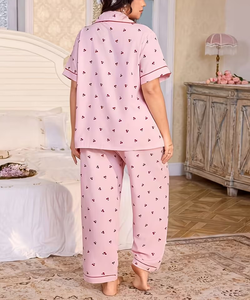 Women Solid Soft Elastic Waist Breathable Front Knitted Pajama Set Short Sleeve V-neck 2 Piece Cotton Sleepwear Casual High - Product Image 5