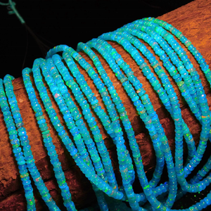 Perles d'opale bleue Paraïba naturelle 3-4,5 mm 16 pouces, perles rondes lisses pour la création de bijoux - Product Image 4