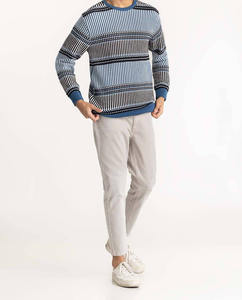 Pull-over décontracté en tricot pour homme, col à revers, coupe ample, en coton, col rond, manches longues - Product Image 4