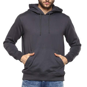 Sweat-shirt à capuche en molleton de coton pour homme, couleur unie, coupe décontractée, idéal pour l'automne - Product Image 1
