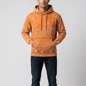 Sweat à capuche d'hiver pour homme en molleton épais polyester/coton, délavé à l'acide, effet vintage, effet soleil, respirant et écologique - Product Image 1