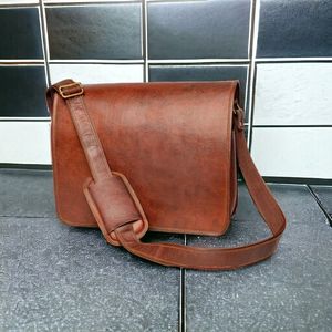 Best Selling Genuine Leather Men's Office Use Laptop <b>Bags</b> & Case Polish Brown Color With Handles Customizable Designs - Product Image 6