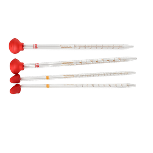 MAYALAB Adjustable Volume Borosilicate Glass Pipettes <b>Red</b> <b>Bulb</b> Graduated Tube 1 Year Warranty for Liquid Transfer Applications - Product Image 1