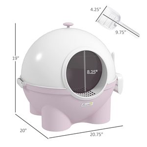 Lettiera per Gatti Grande Rosa Chiaro con Coperchio, Paletta e Maniglia Superiore a Pedale per una Facile Gestione della Sabbia - Product Image 3