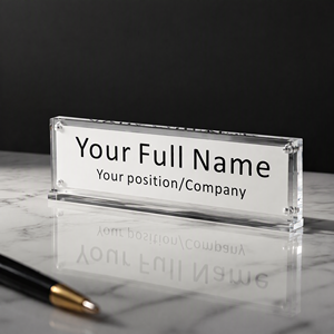 Custom Clear Acrylic <b>Name</b> Plate for Desk Personalized Office <b>Name</b> Block Block with Title & Company Logo - Product Image 5