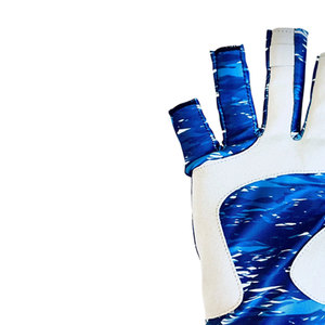 High Quality Fishing <b>Gloves</b> Half Finger Polyester Lightweight Sun Protection UV Resistant Blue Camo Design Unisex Stretchable - Product Image 5