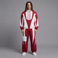 Survêtements en nylon personnalisés pour hommes, veste coupe-vent et pantalon de survêtement color block de créateur, fabricants de streetwear