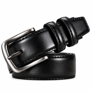 Cinturón Clásico de Cuero Genuino Marrón para Hombre, Diseñado con Material de Piel de Vacuno de Primera Calidad y Hebilla Rectangular Plateada Resistente - Product Image 4