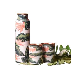 Premium Engraved Copper <b>Water</b> <b>Bottle</b> with Matching Tumblers for Ayurvedic Health Hydration and Luxury Home Use - Product Image 1