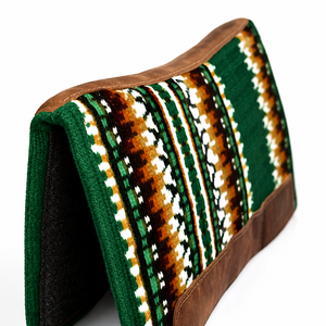 Manaal Enterprises Classic Western Saddle Pad Geometric Pattern Brown Leather Trim Wool Shell Fleece Lining Riding Equestrian - Product Image 2