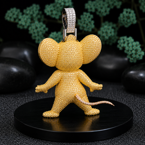 Cartoon <b>Mouse</b> Pendant Necklace 24K Gold Plated Crystal Rhinestone Luxury Unisex Gift Jewelry - Product Image 5