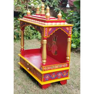 Templo hindú de madera modelo 1 para Diwali Pooja producto de decoración del hogar - Product Image 1