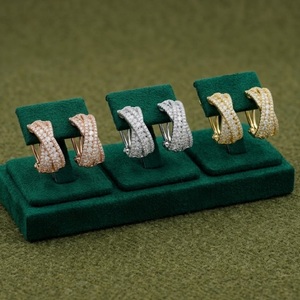 เครื่องประดับวินเทจขายส่ง คุณภาพดีเยี่ยม แพลตตินั่ม ทองคำขาว เพชรธรรมชาติ ต่างหูแบบห่วง สำหรับงานแต่งงาน งานหมั้น และวันครบรอบ - Product Image 5