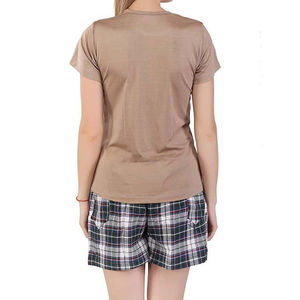 Ensemble deux pièces femme été 2025, nouveau design, 100% coton, t-shirt et short unis, personnalisable avec logo – Offre spéciale - Product Image 3