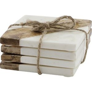 Sous-verres créatifs en bois d'acacia et marbre pour le thé, le café et les boissons – Ensemble de sous-verres en marbre et bois pour bar et maison - Product Image 2