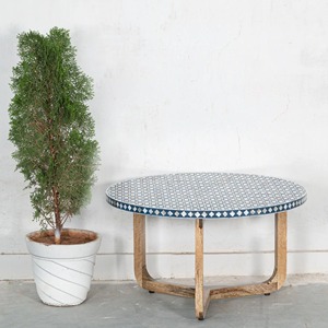 Table basse moderne en nacre incrustée, design floral, en bois, personnalisable, pour la décoration de salon, utilisation à domicile et en hôtel. - Product Image 6
