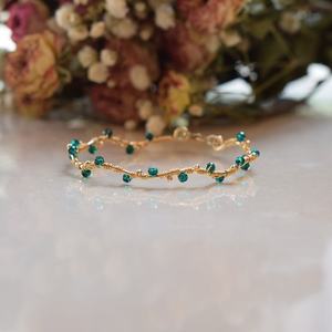 Bracelet en quartz vert émeraude, bracelet délicat en pierres précieuses pour femme, cadeau pierre de naissance, argent 925, or 14 carats - Product Image 5