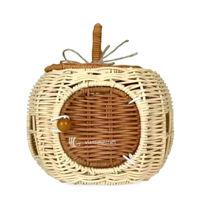 Handmade Vintage Rattan Pumpkin Basket Wicker Multifunction Hanging Decor Natural Seasonal <b>Ornament</b> for Halloween <b>Easter</b> Decor - Product Image 2