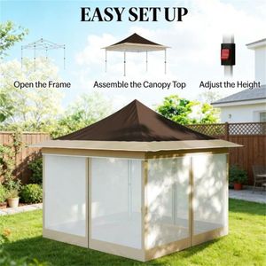 Abri de pluie marron, tente pergola pour jardins et terrasses, auvent de jardin et gazebo - Product Image 2