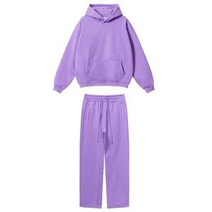 Conjunto de Sudadera con Capucha y Pantalones Deportivos Estampados Unisex, Felpa de Algodón Grueso, Ropa Casual de Invierno para Calle - Product Image 2