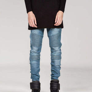 Jeans Skinny Homme OEM Style Motard Nouveau Design Déchiré Blanc Foncé Clair Délavé Coloré en Stock pour Dropshipping - Product Image 3