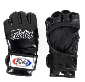 ถุงมือ MMA Fairtex สีดำ หนังแท้ ครึ่งนิ้ว ปิดด้วยเวลโคร สำหรับทุกเพศ ใช้สำหรับศิลปะการต่อสู้ - Product Image 1