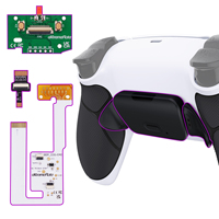 Coque arrière caoutchoutée blanc noir + poignée noire + carte de mise à niveau + 2 boutons arrière eXtremeRate RISE V3 Remap Kit pour manette PS5