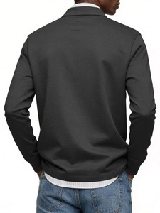 Wholesale HeavyWeight 250GSM Cotton <b>Men</b>’s <b>Long</b> <b>Sleeve</b> <b>Polo</b> <b>Shirt</b> 250GSM 100% Cotton Heavy Jersey Fabric Soft Breathable Durable - Product Image 3