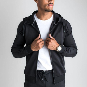 Ensemble de survêtement sportif pour homme en molleton de coton avec sweat à capuche et pantalon de jogging, fermeture éclair intégrale, logo personnalisé, vente en gros - Product Image 2