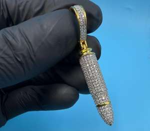Colgante de bala con micro pavé de diamantes, estilo Hip Hop, de plata 925, con incrustaciones de circonitas, dijes personalizados - Product Image 3