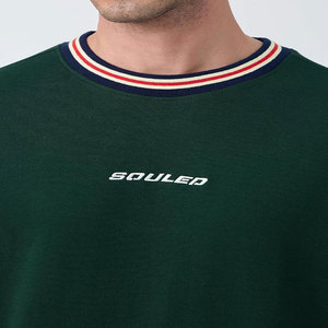 Camiseta de Manga Corta para Hombre, Color Verde Oscuro, Corte Regular, Cuello Redondo, Ribete en Contraste, Informal, 100% Algodón, Tejido de Punto Jersey, Secado Rápido - Product Image 4