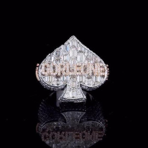Iced Out Round Cut Moissanite Diamond <b>Ring</b> Custom Rapper Style Name <b>Initial</b> Gift <b>Ring</b> Hip Hop 925 Sterling Silver <b>Ring</b> For Men's - Product Image 1