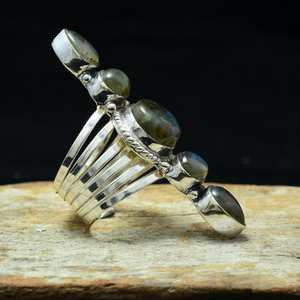 Bague artisanale en labradorite, labradorite naturelle chatoyante, bague en argent, bijoux bohèmes tendance - Product Image 4