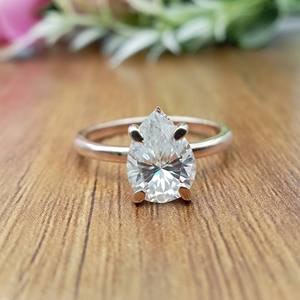 D'VINS JEWELS Women's 14K Solid Gold 2ct Classic Lab-Created pear Cut VVS Diamond Engagement <b>Ring</b> for IGI Certificate - Product Image 1