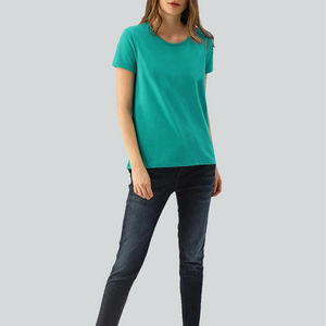 Camiseta de Algodón de Manga Corta para Mujer, Estilo Casual, Transpirable, Lavado Ácido, Corte Regular, Tendencia de Invierno, OEM - Product Image 3