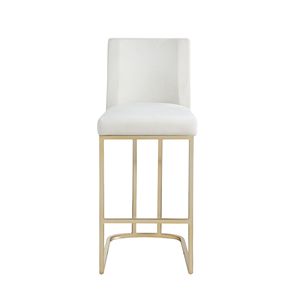 Mobili Woker bianco crema moderno in velluto tessuto sgabelli da Bar Set 2 altezza bancone 26 \ "oro spazzolato sedie da pranzo imbottite - Product Image 3