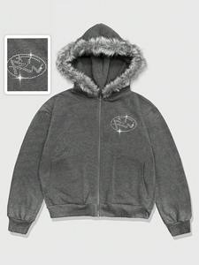 Sweat à capuche décontracté pour homme en fourrure, coupe oversize, style streetwear, idéal pour la gym, pull épais en coton premium, essentiel pour l'hiver - Product Image 6