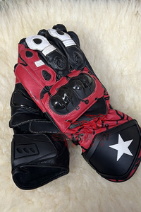 Gants de course moto de compétition en cuir pleine manche unisexe avec protection renforcée paume et articulations pour extérieur et salle de sport - Product Image 3