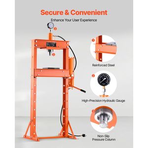 Pressa Idraulica da Officina da 20 Tonnellate con Piastra di Pressione Pneumatica Regolabile e Cuscinetto Centrale per Garage e Officine - Product Image 6