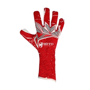 Gants de gardien de but de football en tricot rouge et blanc, design personnalisé, avec caoutchouc latex allemand de 4 mm et injecteur intégré. - Product Image 3