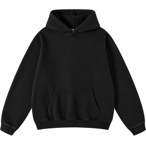 <b>Men's</b> Oversized Hooded Sweatshirt Solid <b>Black</b> Cotton <b>Fleece</b> Casual Pullover With Pocket Autumn Wear - Product Image 1